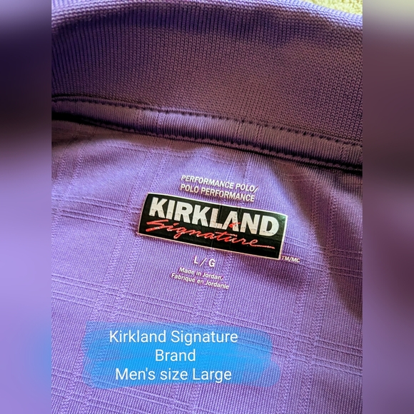 Kirkland Size Lg Men's, GUC purple square pattern polo shirt 🤩HOST PICK🤩 - Picture 2 of 14